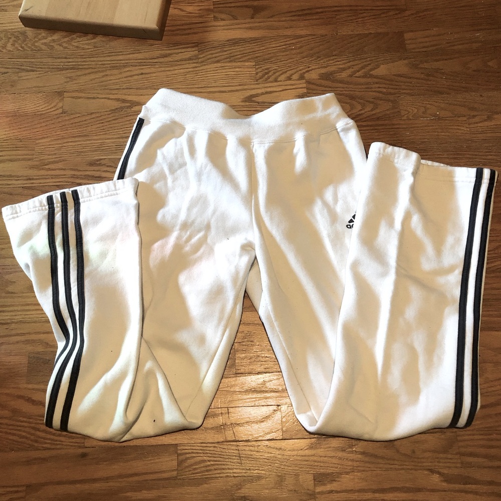 Adidas White Joggers with Black Stripes